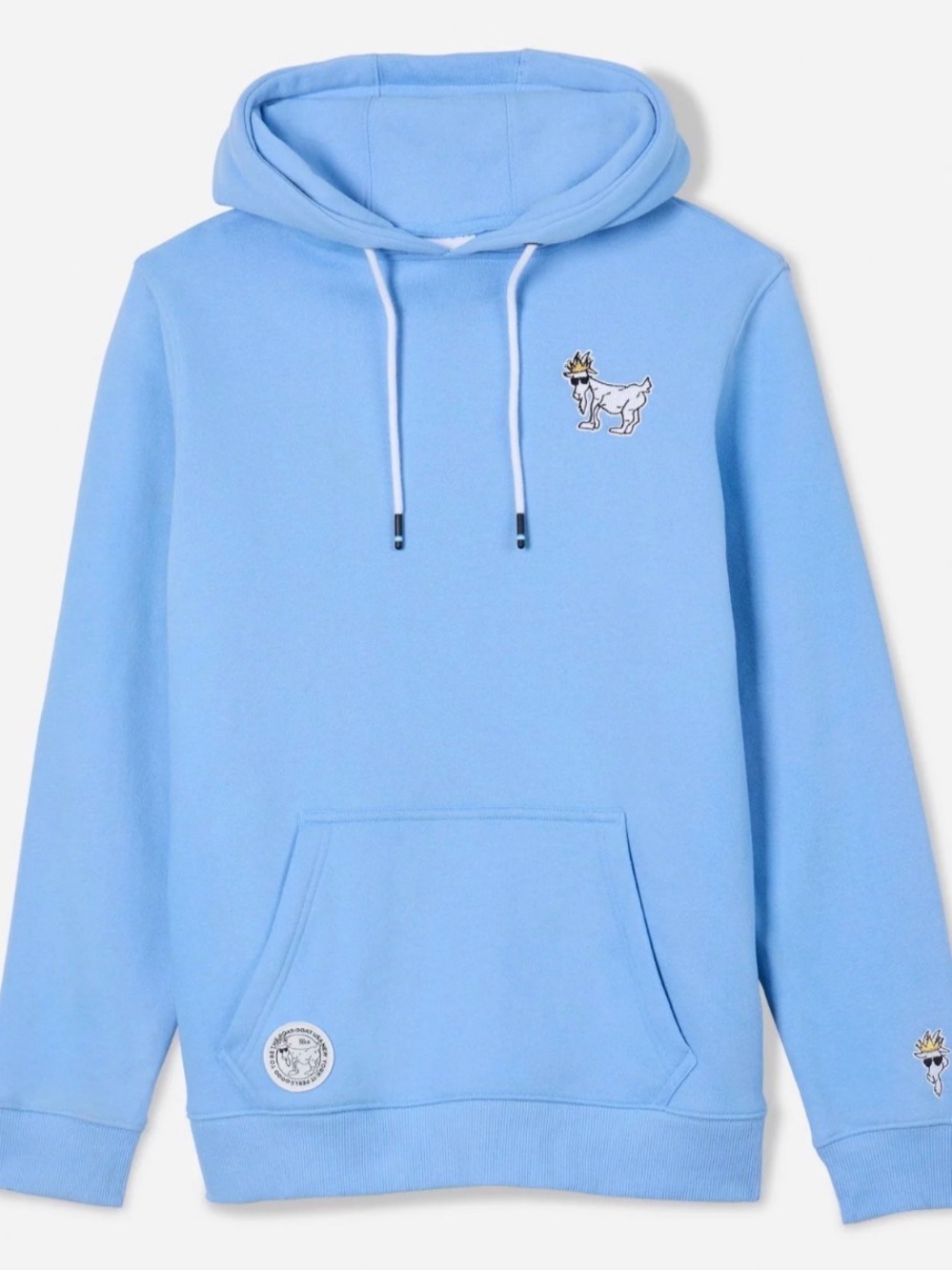 NWOT Goat USA Unisex Light Blue Hooded Pull-over Sweatshirt | Size XS